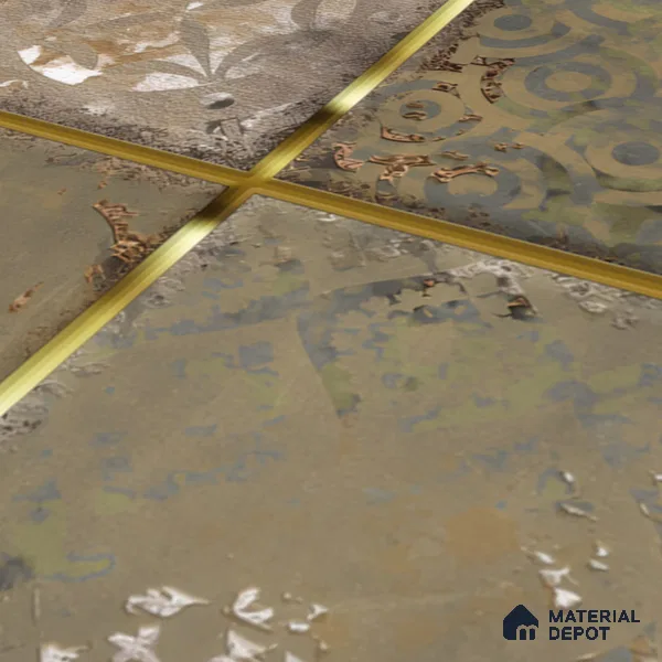 Metallic Wall Tile TL 07236 Rustic Gold 1 ft x 1 ft Ceramic Glossy Finish - 9 mm  | 2 mm Spacer is Mandatory | Suitable For Bathroom, Kitchen, Dining Area | Please Expect a Slight Variation of Pattern (Sample)